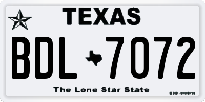 TX license plate BDL7072