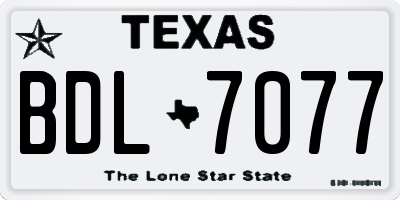 TX license plate BDL7077