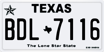 TX license plate BDL7116