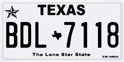TX license plate BDL7118