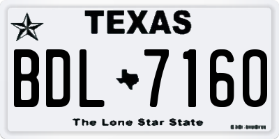 TX license plate BDL7160