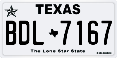 TX license plate BDL7167
