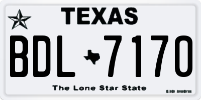 TX license plate BDL7170