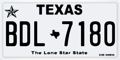 TX license plate BDL7180