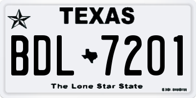 TX license plate BDL7201