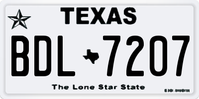 TX license plate BDL7207