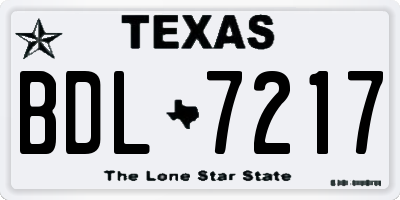 TX license plate BDL7217