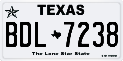 TX license plate BDL7238