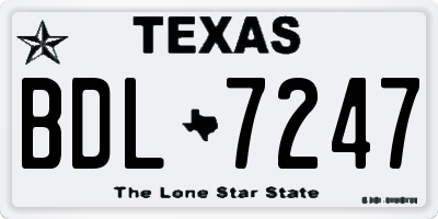 TX license plate BDL7247