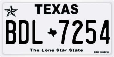 TX license plate BDL7254