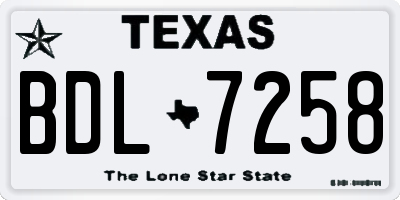 TX license plate BDL7258