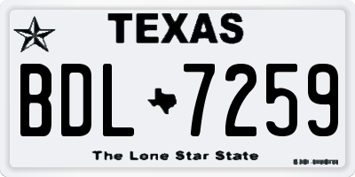 TX license plate BDL7259