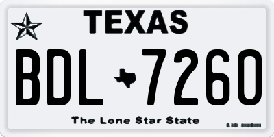 TX license plate BDL7260