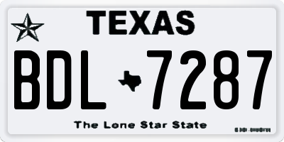 TX license plate BDL7287