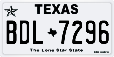 TX license plate BDL7296