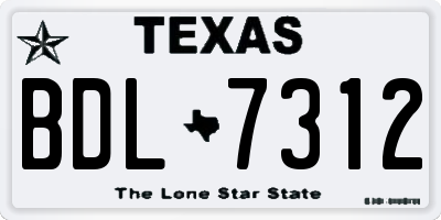 TX license plate BDL7312