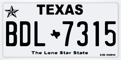 TX license plate BDL7315