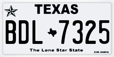 TX license plate BDL7325