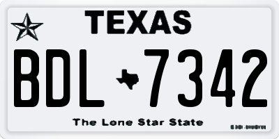 TX license plate BDL7342