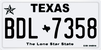 TX license plate BDL7358