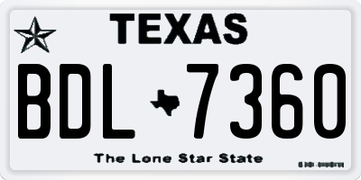 TX license plate BDL7360