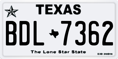 TX license plate BDL7362