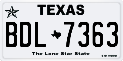 TX license plate BDL7363