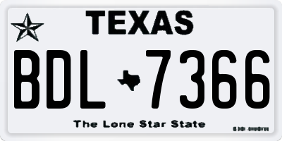 TX license plate BDL7366