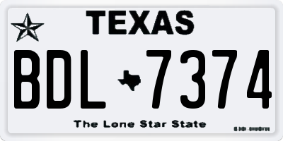 TX license plate BDL7374