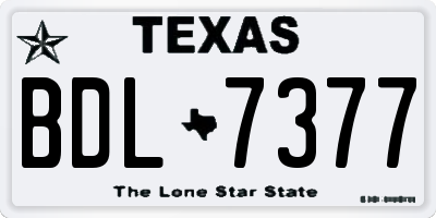 TX license plate BDL7377