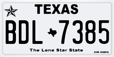 TX license plate BDL7385