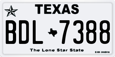 TX license plate BDL7388
