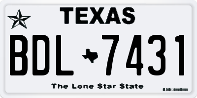 TX license plate BDL7431