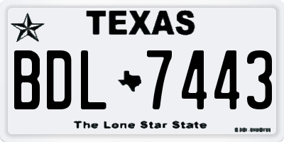 TX license plate BDL7443