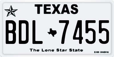 TX license plate BDL7455