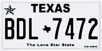TX license plate BDL7472