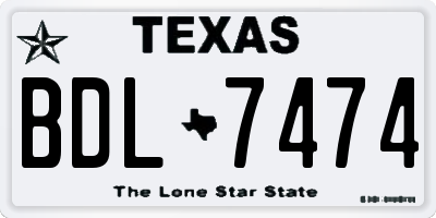 TX license plate BDL7474