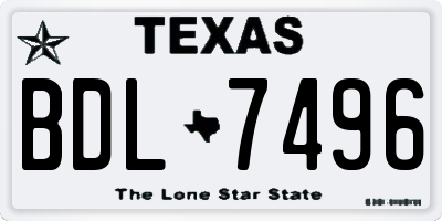 TX license plate BDL7496