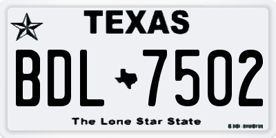 TX license plate BDL7502