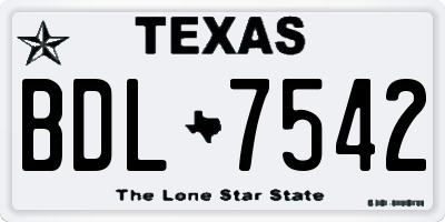 TX license plate BDL7542