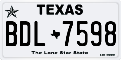 TX license plate BDL7598