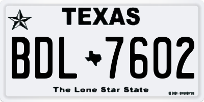 TX license plate BDL7602