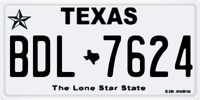 TX license plate BDL7624