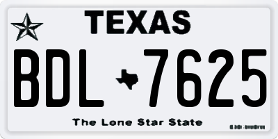 TX license plate BDL7625