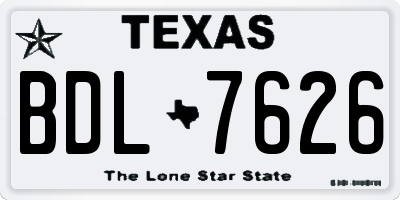 TX license plate BDL7626