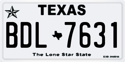 TX license plate BDL7631