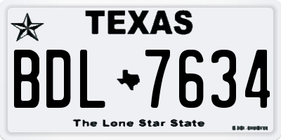 TX license plate BDL7634