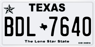 TX license plate BDL7640