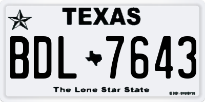 TX license plate BDL7643