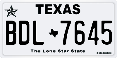 TX license plate BDL7645